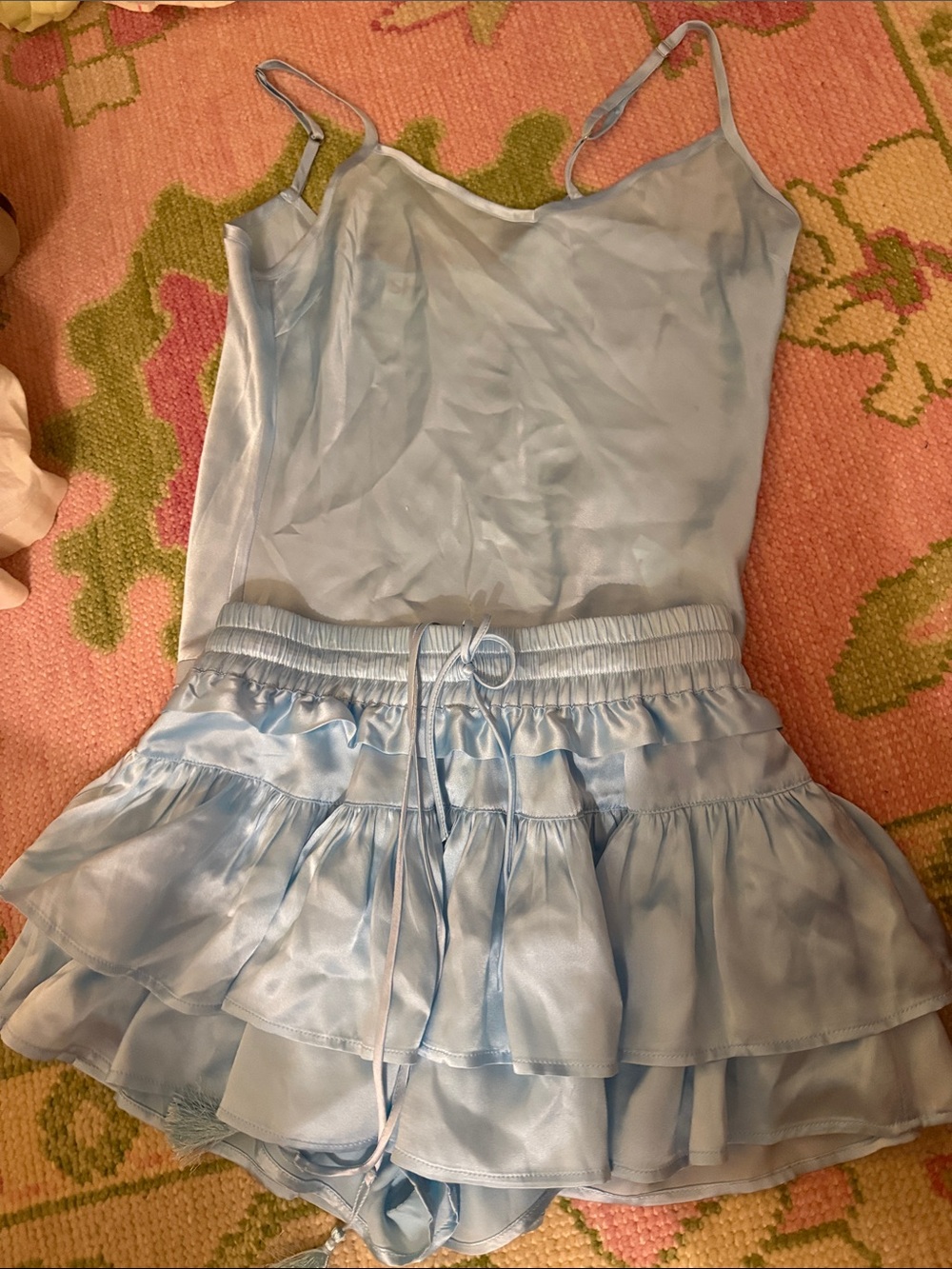 Shug Light Blue Ruffle Tiered Girls' Tank & Skirt Set